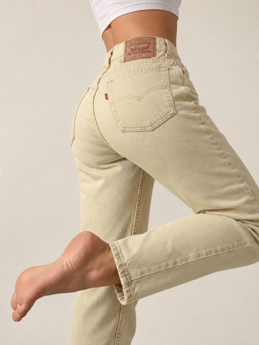 VTG 90s Levis 521 Jeans Womens 10 M Pastel Yellow High Waist Tapered Made In USA